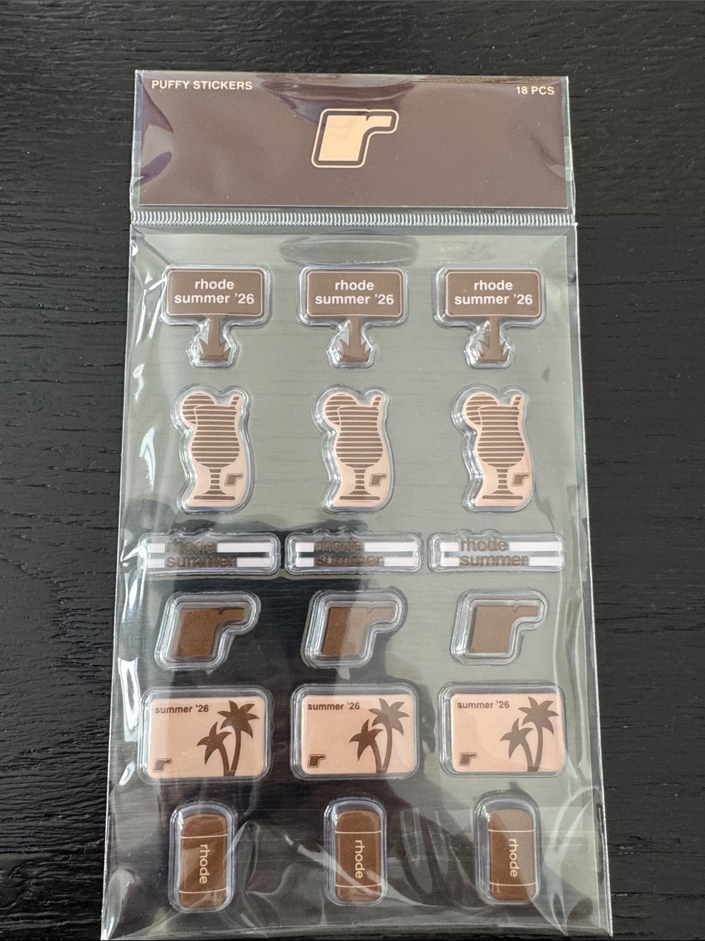 rhode skin beige and brown puffy sticker sheet